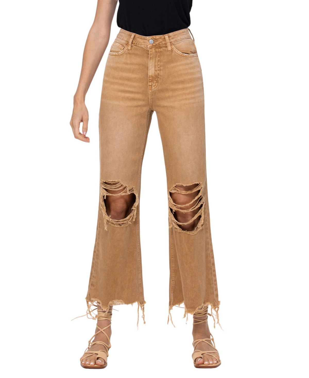 Vervet Women's Super High Rise 90's Vintage-like Cropped Flare Jeans - Kiss of california brown | Macy's