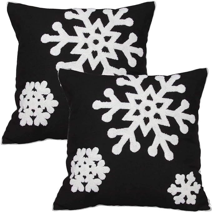 Elife Soft Square Christmas Snowflake Home Decorative Canvas Cotton Embroidery Throw Pillow Cover... | Amazon (US)