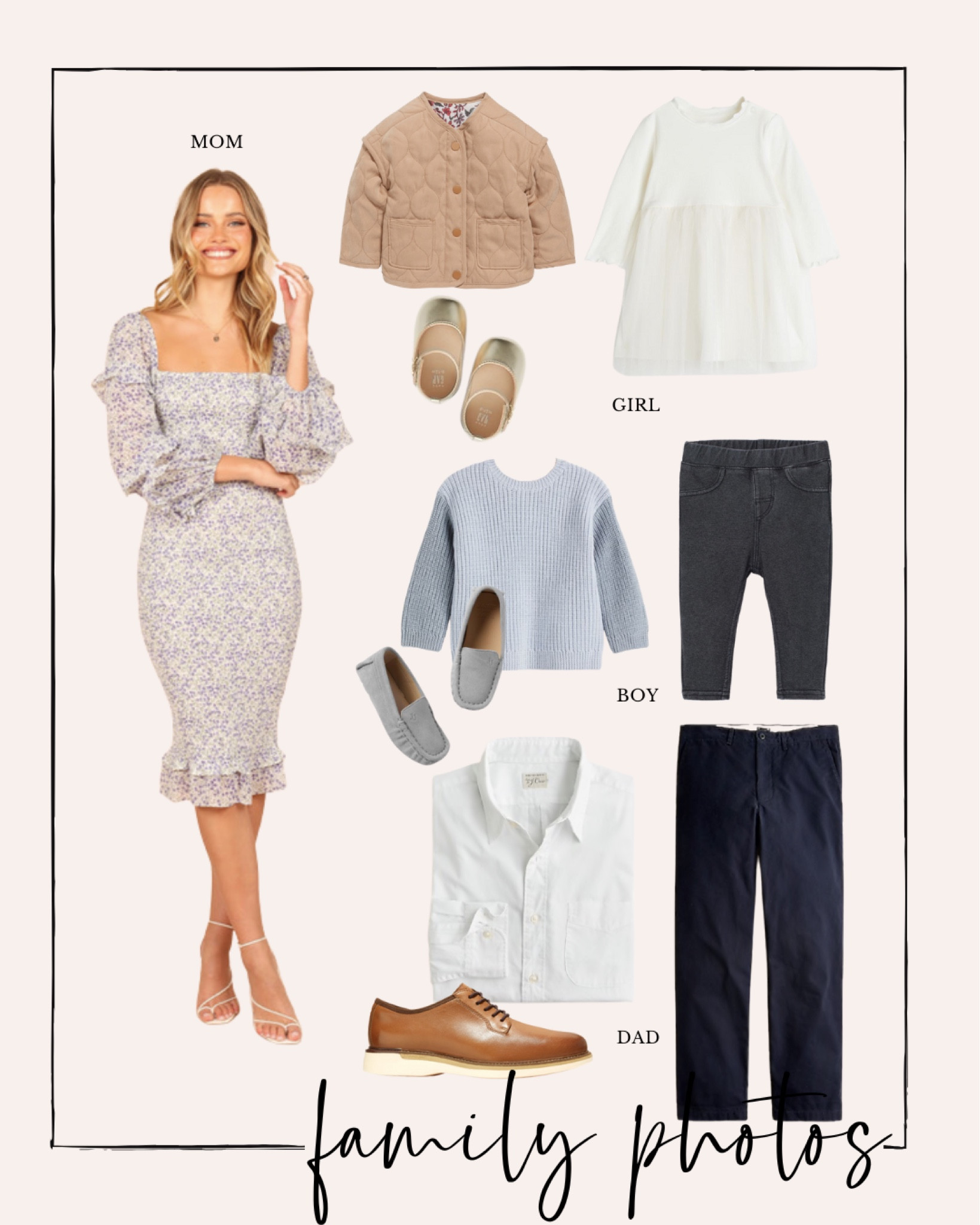 Fall family photo outfit idea featuring light blue and navy blue colors! Outfit ideas for mom, dad, baby girl and baby boy. 

#LTKfamily #LTKSeasonal #LTKunder100