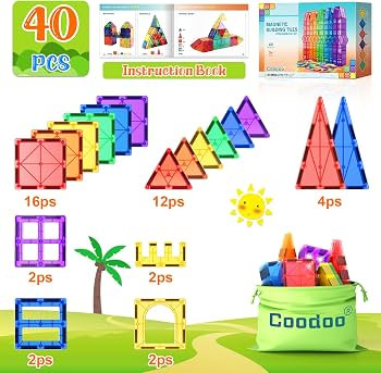 Magnetic Tiles Kids Toys STEM Magnet Toys for Toddler Magnetic Blocks Building Toys Preschool Lea... | Amazon (US)