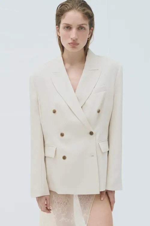 H&M Double-breasted Blazer in Light Beige at Nordstrom, Size Medium | Nordstrom