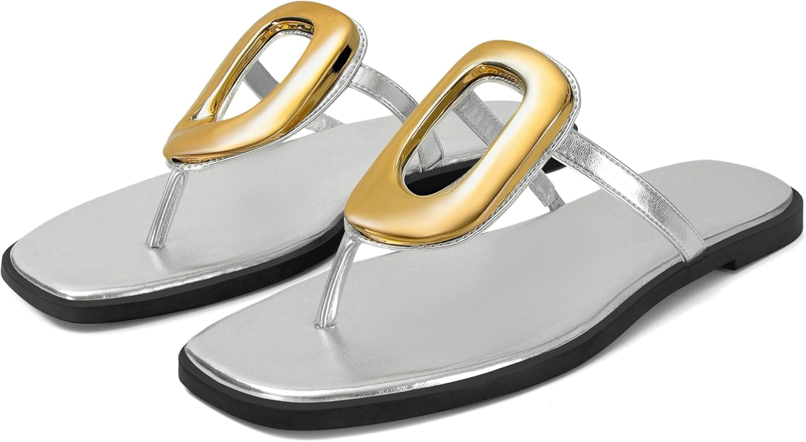 Wnshonzy Flip-Flops for Women Thong Sandals Flat Slip on Slides Beach Comfort Open Square Toe Lad... | Amazon (US)