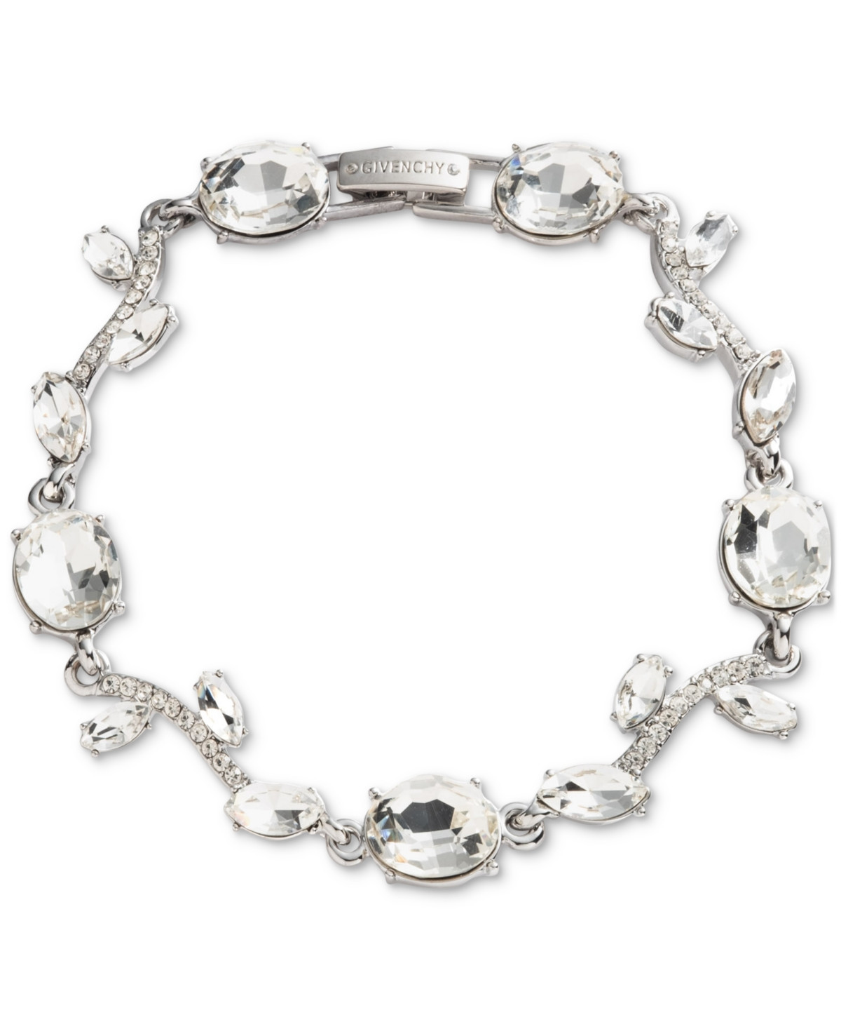 Givenchy Silver Tone Crystal Stone Viney Flex Bracelet - Crystal White | Macy's