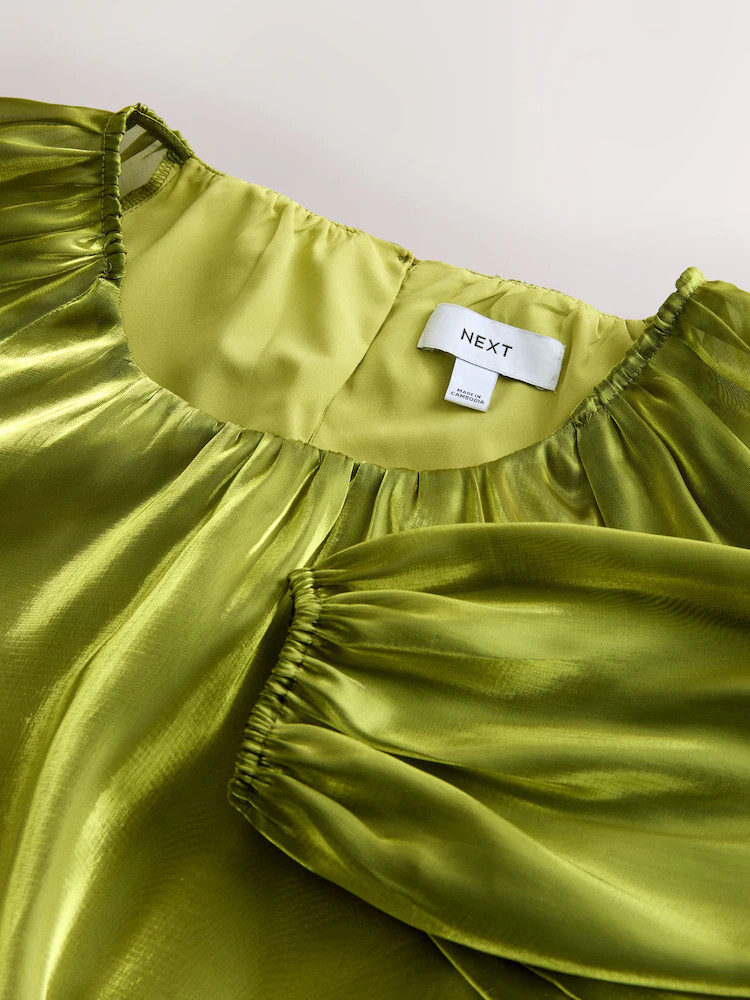 Lime Green Organza Volume Long Sleeve Blouse | Next EU