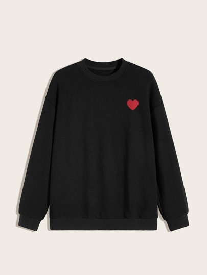 Men Drop Shoulder Heart Print Sweatshirt | SHEIN