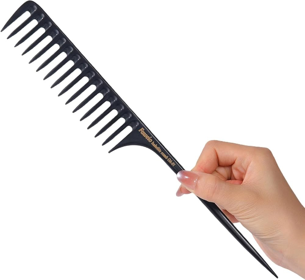 PERFEHAIR Wide Tooth Rat Tail Comb for Parting Hair - Thick, Durable Bakelite Comb | Long Handle ... | Amazon (US)