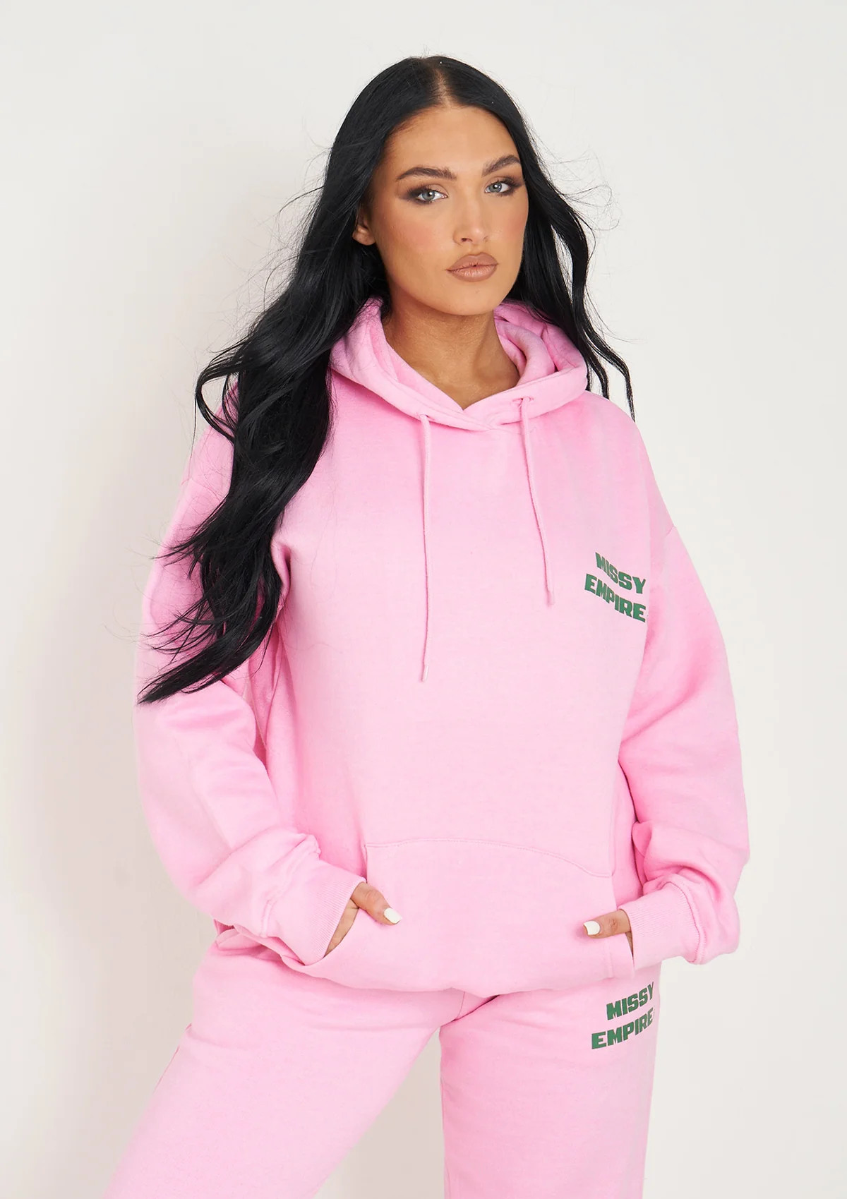 Serena Baby Pink Printed Oversized Hoodie | Women's Loungewear | MissyEmpire | Missy Empire | Missy Empire (UK)
