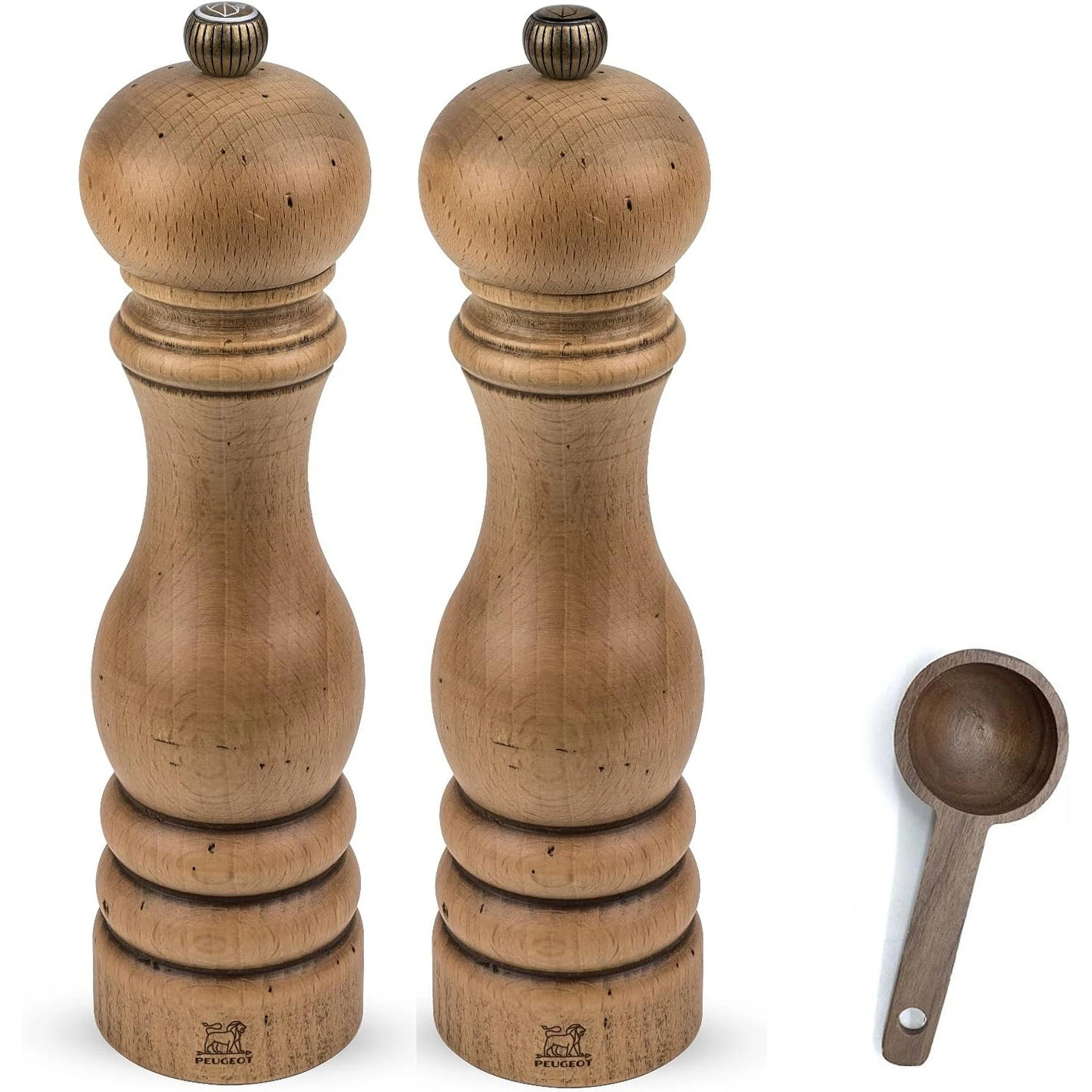 eugeot Paris Classic Collection Antique Salt & Pepper Mill Natural - With Wooden Spice Scoop (8-3... | Overstock