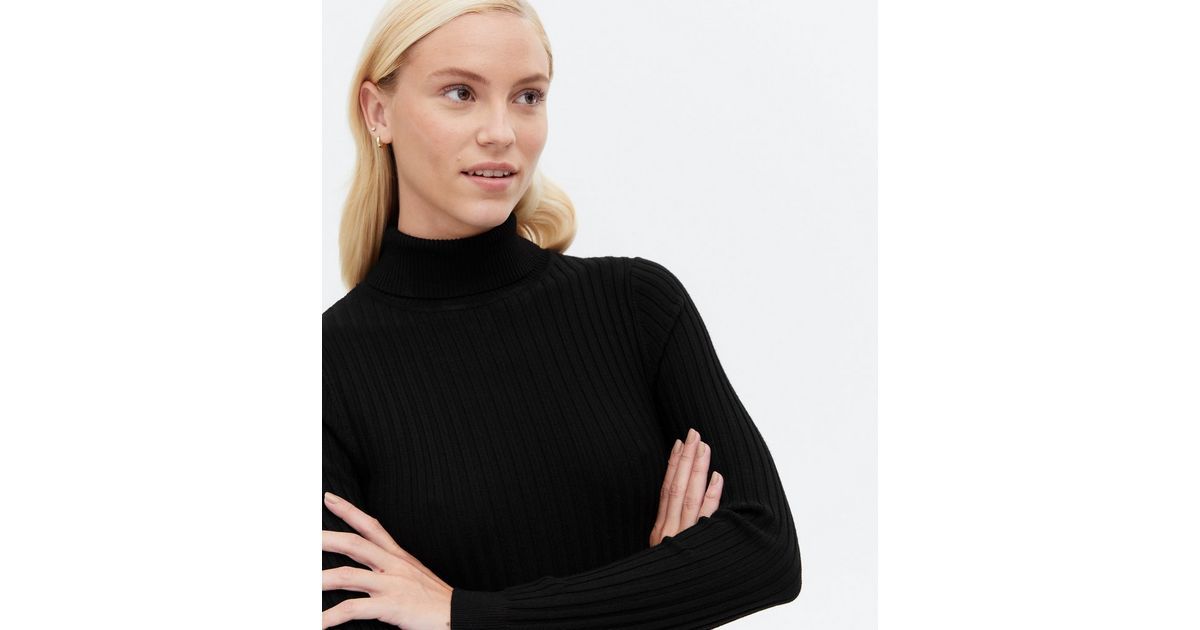 Black Ribbed Knit Roll Neck Long Sleeve Jumper
						
						Add to Saved Items
						Remove from ... | New Look (UK)