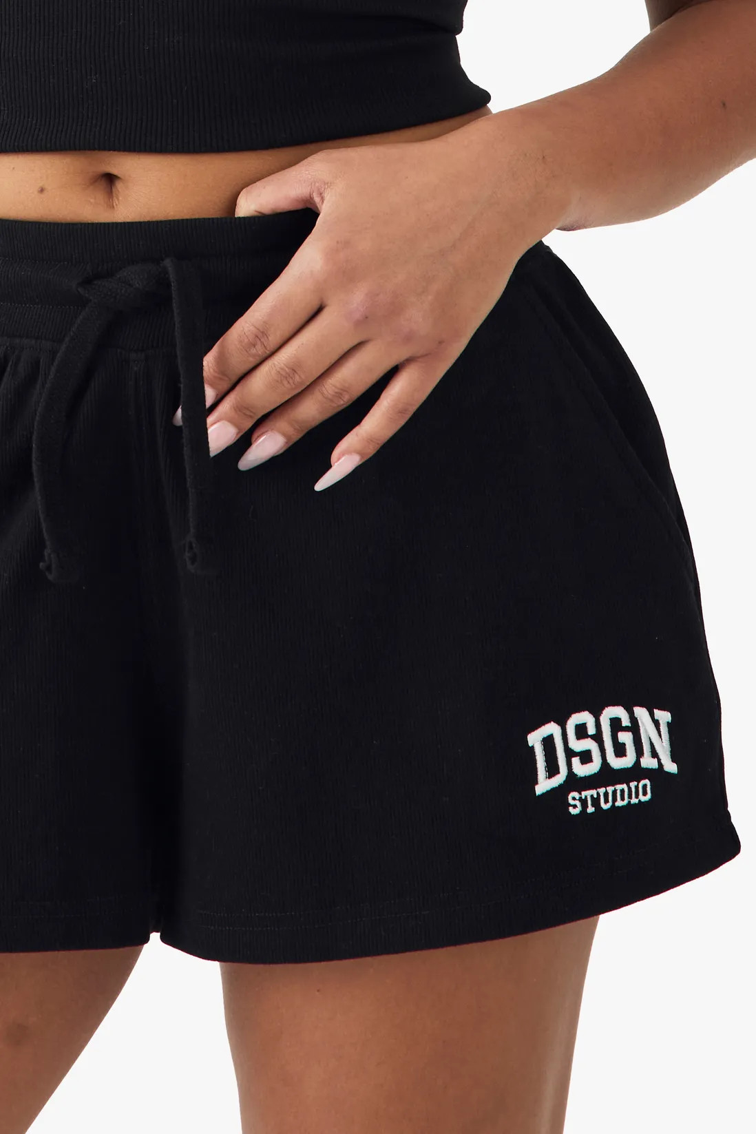 Shorts | DSGN Studio Embroidered Rib Short | DSGN Studio | Boohoo.com (UK & IE)