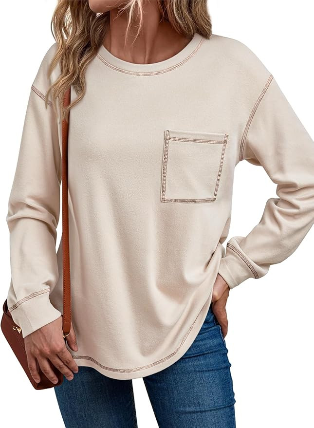 Trendy Queen Womens Crewneck Sweatshirts Long Sleeve Shirts Lightweight Sweaters Fall Tops Fashio... | Amazon (US)