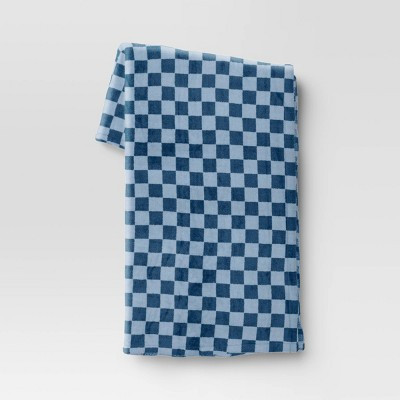 Checkerboard Printed Plush Throw Blanket Blue - Room Essentials™: Soft, Knitted, 50x60", Machine Washable | Target