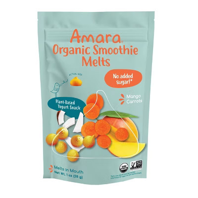 Amara Organic Smoothie Melts Mango Carrot Plant Based Yogurt Baby Snack - 1oz | Target