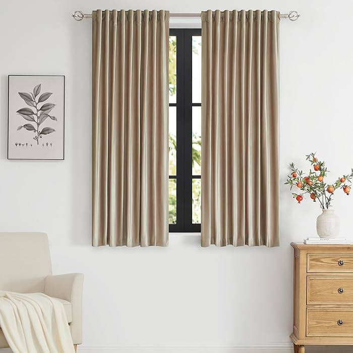 PRIMROSE Champagne Velvet Curtains 63 inch Long for Living Room,Set of 2 Panels Blackout Rod Pock... | Amazon (US)