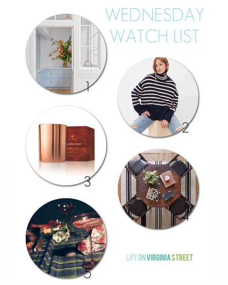 This week’s Wednesday Watch List includes an oversized striped sweater, a yummy simmered cider candle in the prettiest copper pot, a new rug collection full of jute and stripes, and some favorite finds from the J Crew home collection, as well as a great look for less for colored wine glasses! Get more details here: https://lifeonvirginiastreet.com/wednesday-watch-list-388/.
.
#ltkhome #ltkseasonal #ltkholiday #ltksalealert #ltkunder50 #ltkunder100 #ltkstyletip

#LTKsalealert #LTKHoliday #LTKhome