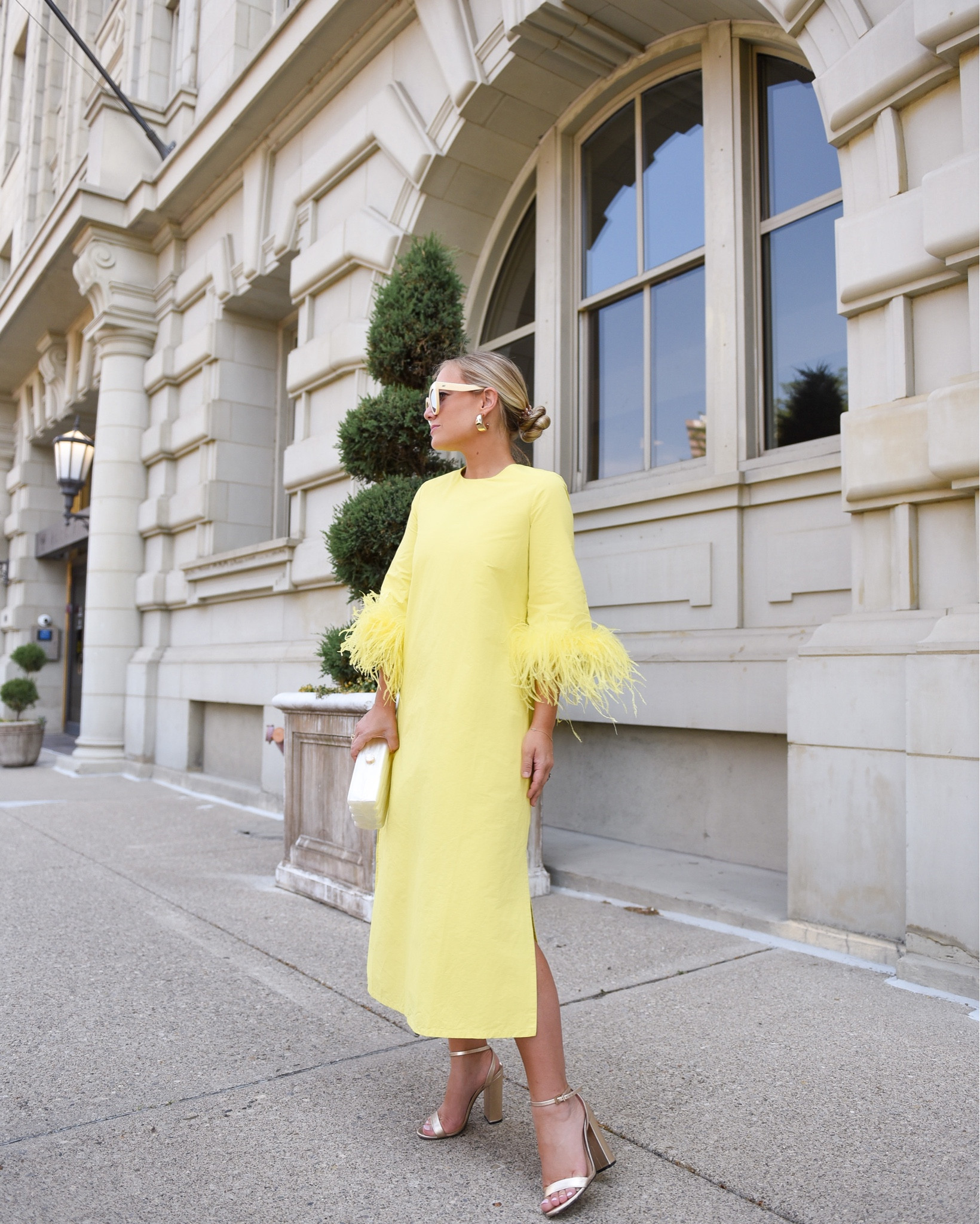 Yellow clearance feather dress