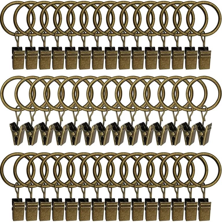44 Pack Metal Curtain Rings with Clips, Curtain Hangers Clips, Drapery Clips with Rings, Drapes R... | Walmart (US)