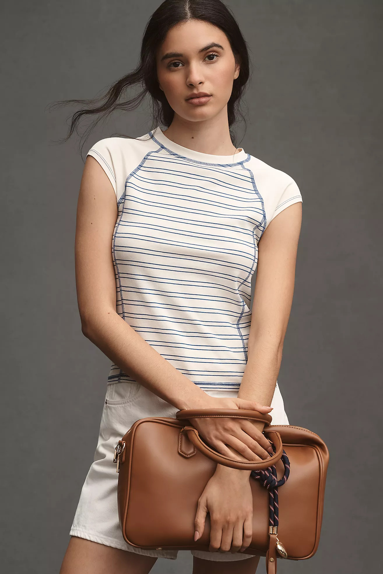 Pilcro Top-Stitch Shrunken Ringer Tee | Anthropologie (US)