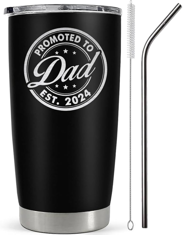Christmas Gifts For New Dad 2024 Tumbler 20 Oz, Dad Est 2024 Mug, Dad Established 2024 Coffee Cup... | Amazon (US)