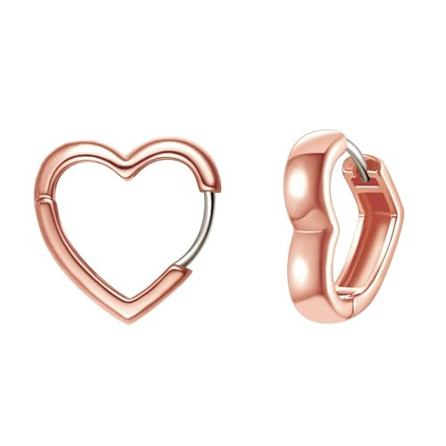 FindChic Heart Earrings for Women Rose Gold Cute Small Huggie Hoops Earrings with Hypoallergenic Silver Post Lightweight Studs for Sensitive Ears | Amazon (US)