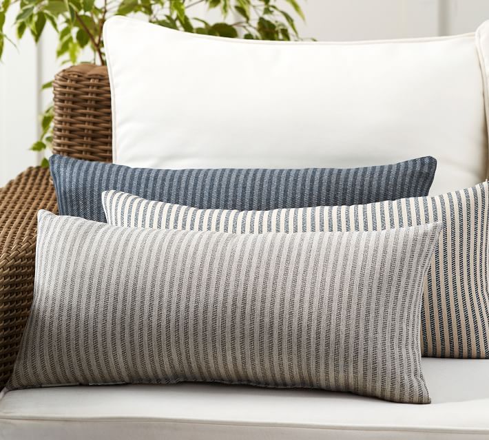 Sunbrella® Claremont Striped Indoor/Outdoor Pillows | Pottery Barn (US)