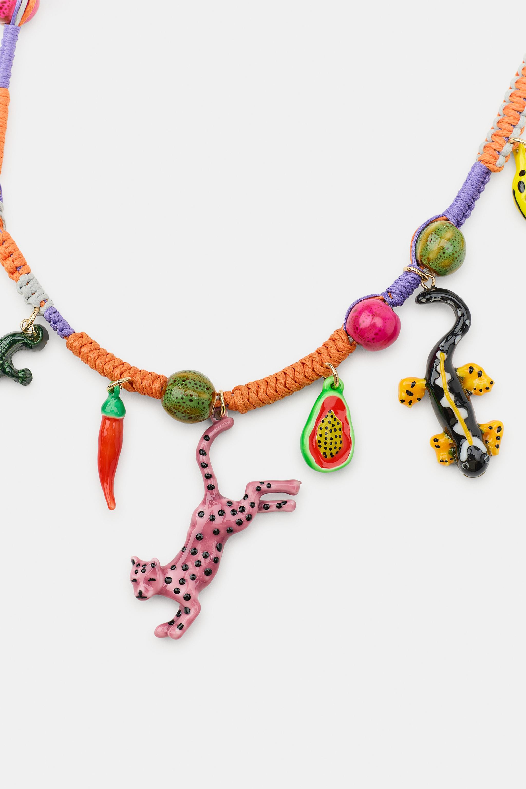 CROCODILE CHARM CORD NECKLACE | Zara US
