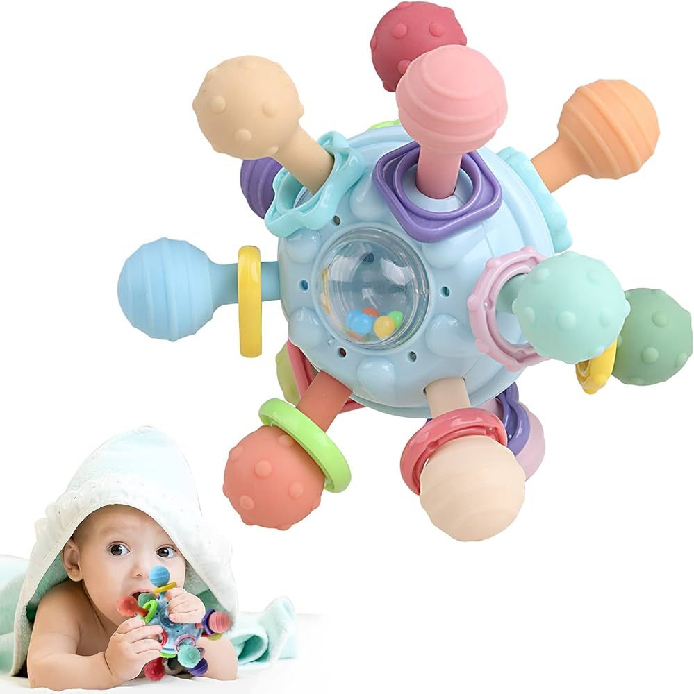 Baby Teething Toys - Infant Sensory Chew Rattles Toys - Newborn Montessori Learning Developmental... | Amazon (US)