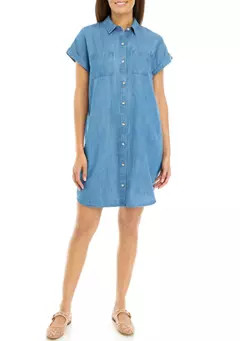 Women's Short Sleeve Shirtdress | Belk