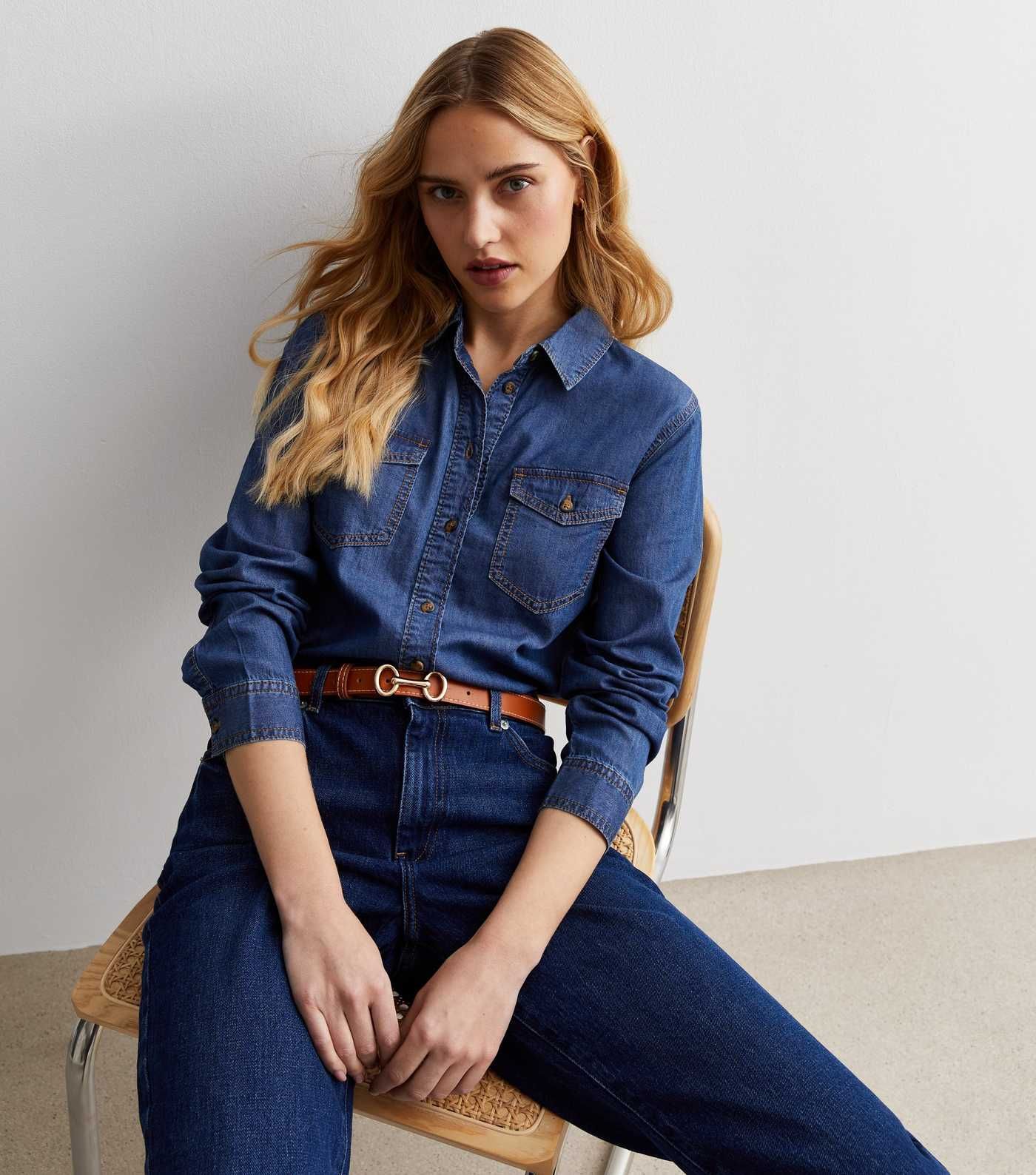 Blue Denim-Look Long Sleeve Shirt
						
						Add to Saved Items
						Remove from Saved Items | New Look (UK)