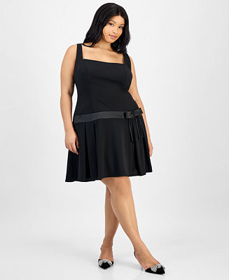 B Darlin Trendy Plus Size Drop-Waist Bow Mini Dress - Macy's | Macy's