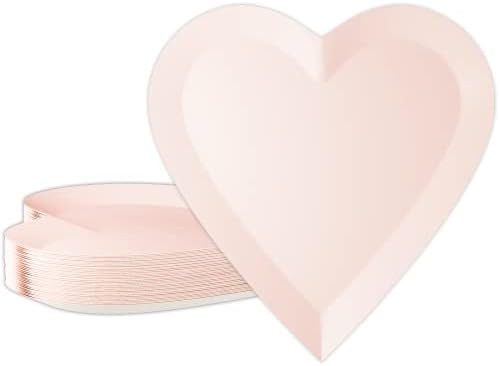 DYLIVeS Pink Heart Shaped Dessert Plates, 9'' Disposable Valentines Paper Plates Decorations Part... | Amazon (US)