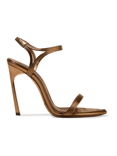 Saint Laurent - Talitha Metallic Leather Sandals - Bronze | NET-A-PORTER (UK & EU)