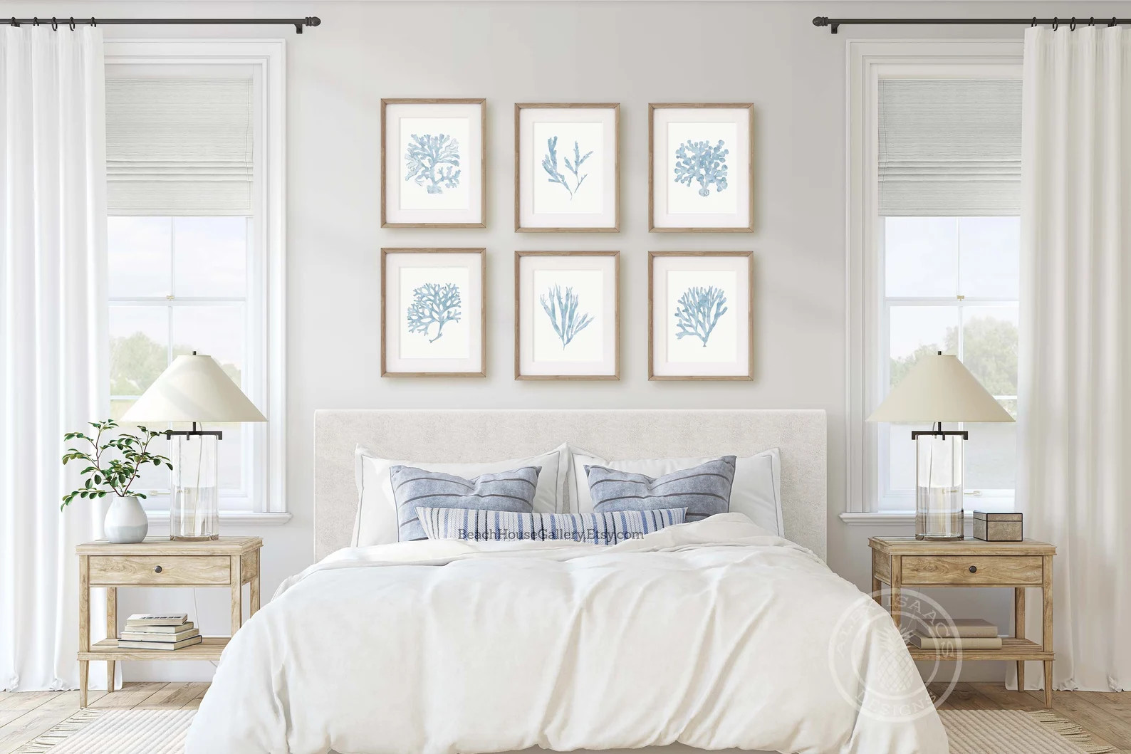 Light Blue Coral Prints: Hamptons Style Wall Art, Set of 6 - Etsy | Etsy (US)