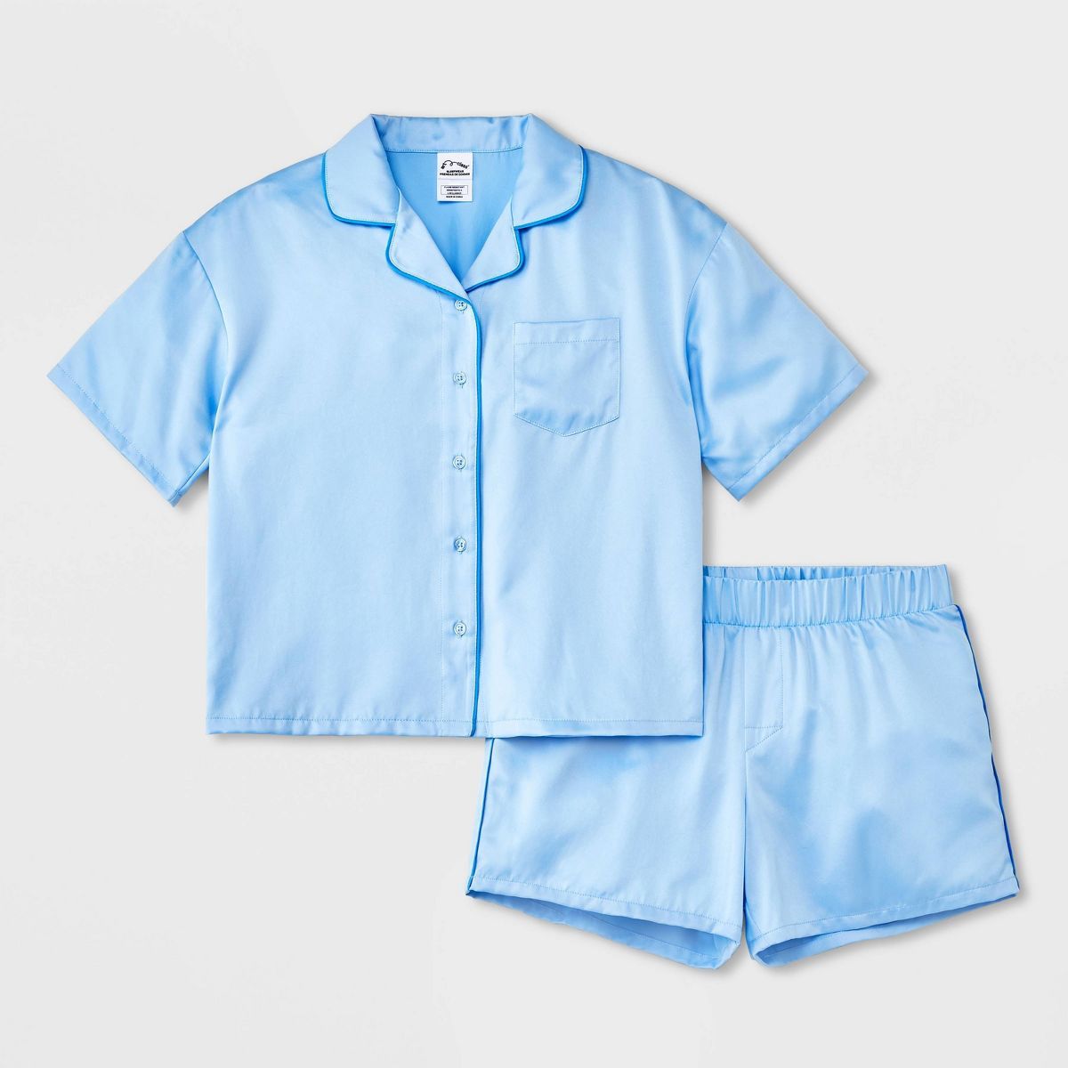 Girls' 2pc Satin Short Sleeve Button Up Pajama Set - art class™ | Target