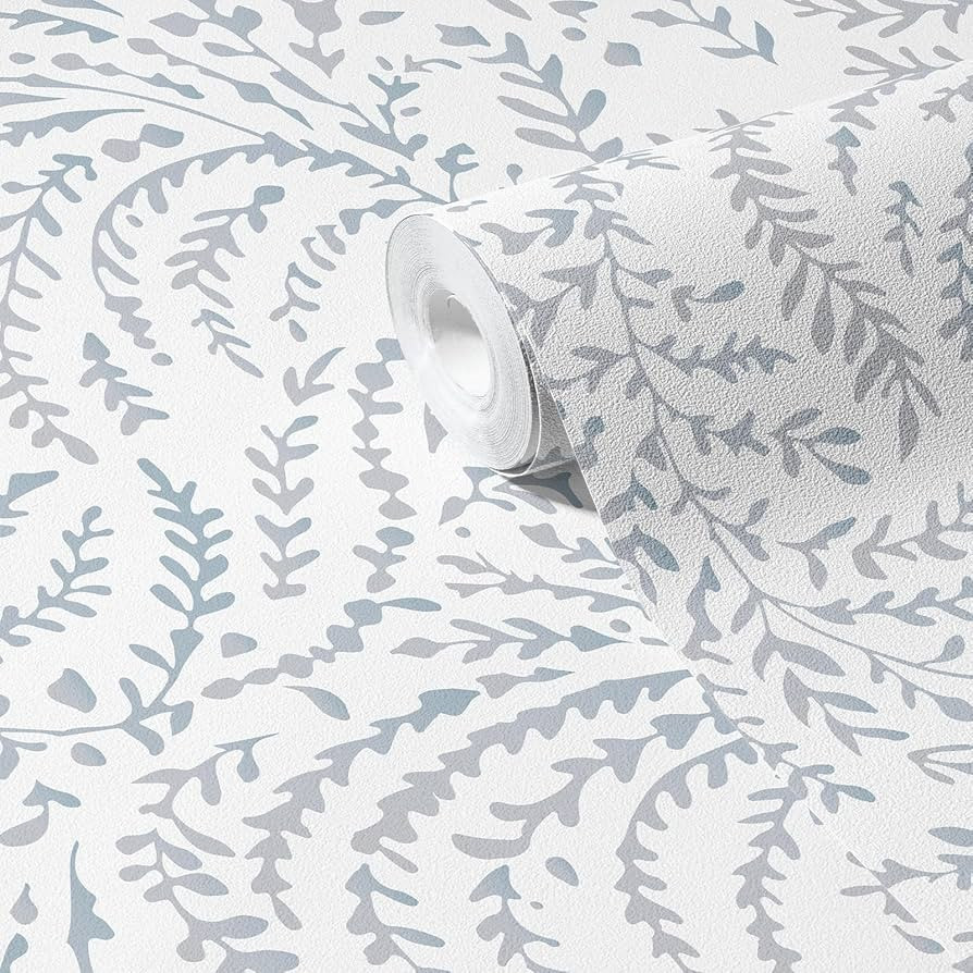 Baolanzw Peel and Stick Wallpaper Boho Wall Paper Peel and Stick Modern Watercolor Gray Blue Wallpaper for Bedroom 17.3"x118" - Amazon.com | Amazon (US)