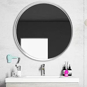Silver Round Mirror 24 inch, Wood Framed Large Round Mirror, Silver Wall Mirror for Bathroom, Wal... | Amazon (US)