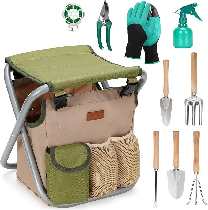 INNO STAGE 10 Piece Gardening Hand Tools Set with Garden Storage Tote Bag and Seat-Best Garden To... | Amazon (US)