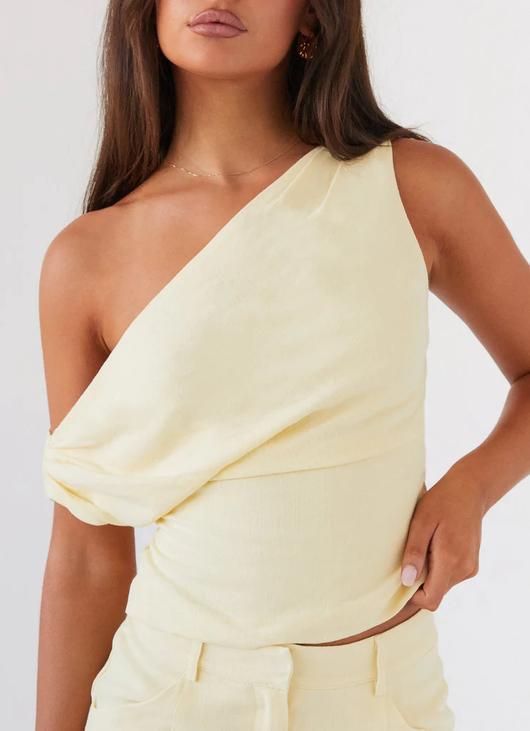 Marissa Linen One Shoulder Top - Yellow | Peppermayo (Global)