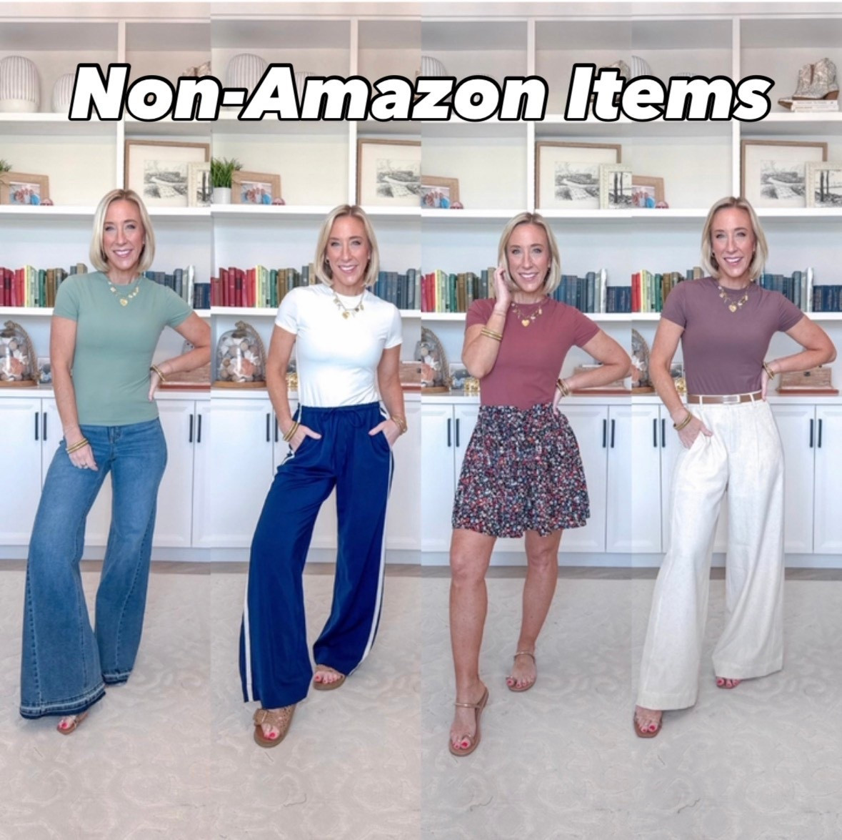 Non-Amazon Items from reel (all else is linked with the Amazon items)
Amazon - closet basics - short sleeve t-shirts
Crew Neck Short Sleeve T-shirts - all size small. All are double lined.
* Wide Leg High Rise Jeans - size 0, Full length. $25.
* Navy Effortless Pull-On Pants - size XS (also comes in petite and tall, but this is the regular length).


#LTKOver40 #LTKSeasonal