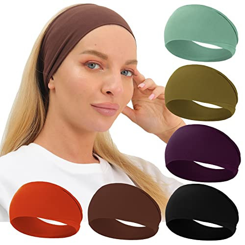 RITOPER Women's Extra Soft Wide Thick Yoga Headbands, Non Slip Sweat Bands, 6 Pack Solid Hair Bands, Black, Tennis, Yoga, Running | Amazon (US)