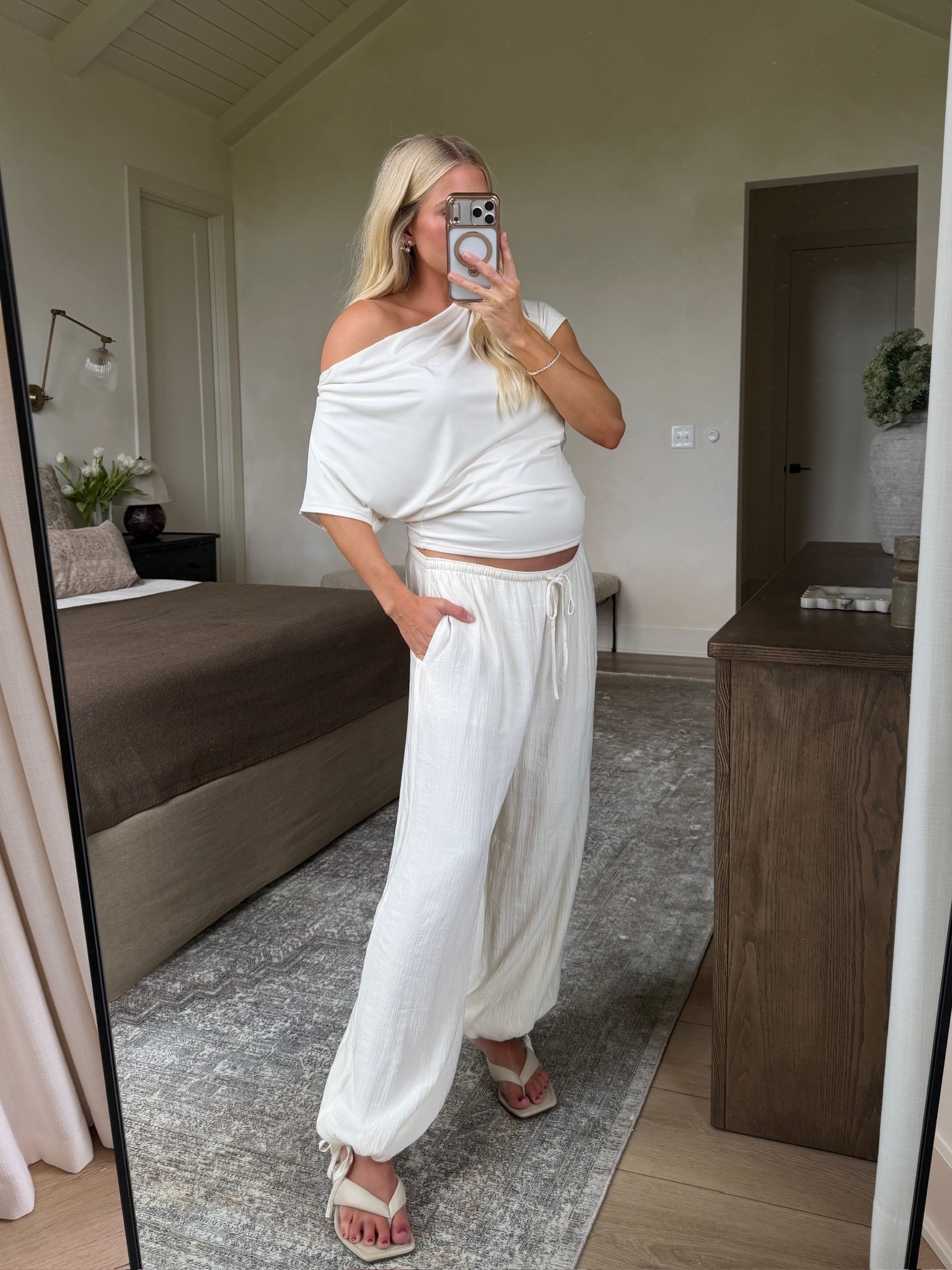 Code SHORTSAF for 15% off on top of their current sale! Wearing a med in top & bottoms (sized up for pregnancy), shoes run tts! #kathleenpost

Spring transition look, spring outfits 2026, bump friendly, maternity look

#LTKootd #LTKSeasonal #LTKBump
