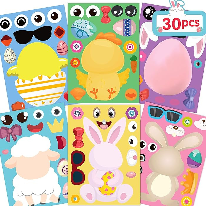 Joy Bang 30 Sheets Easter Stickers for Kids, Easter Crafts Games Activities Make Your Own Easter ... | Amazon (US)