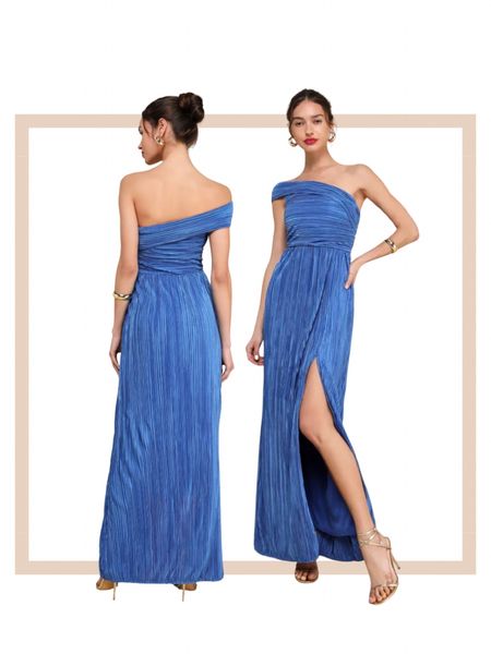 Blue plisse one shoulder party wedding guest formal prom maxi dresss

#LTKGala #LTKparties #LTKwedding