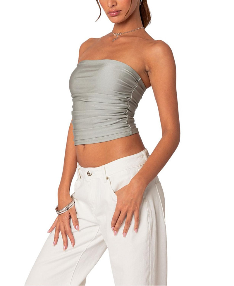 Edikted Maxeen Shiny Gathered Tube Top | Bloomingdale's (US)