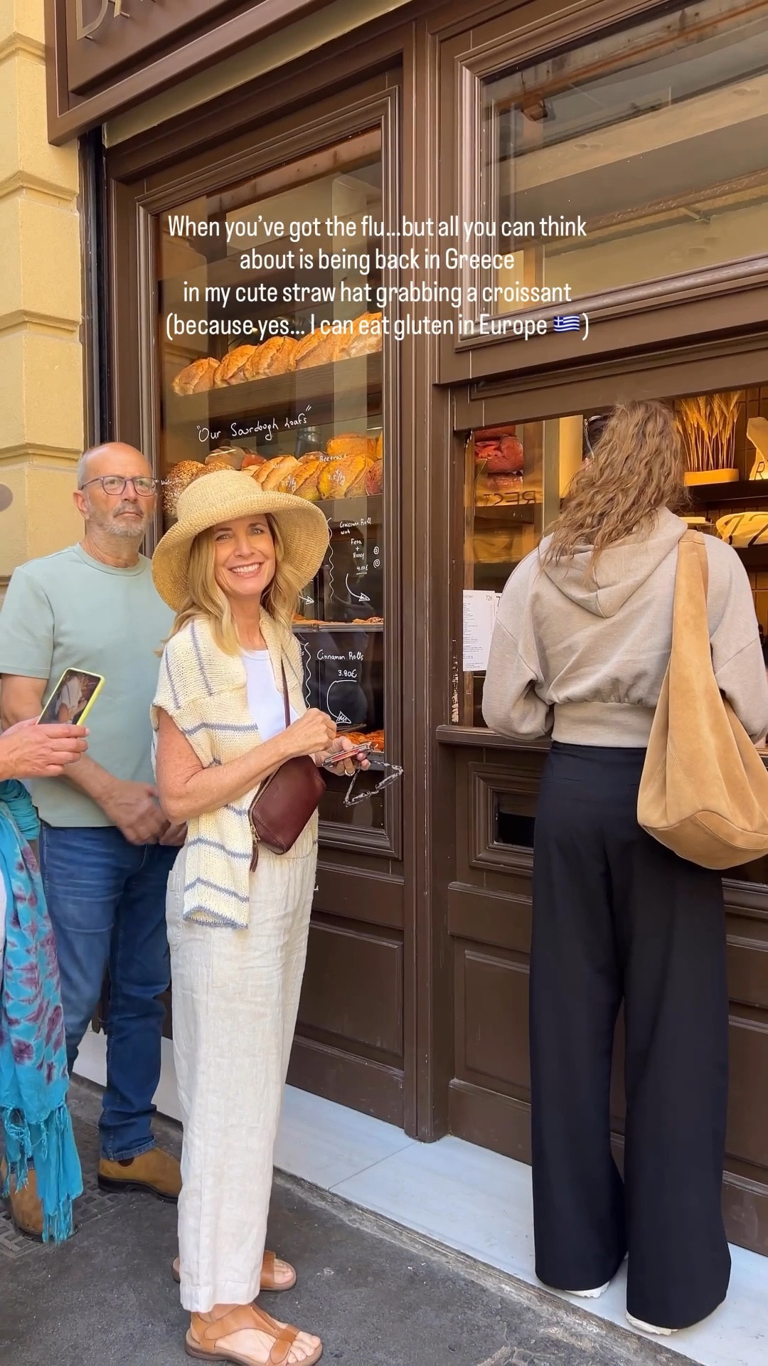 Feeling a little under the weather over here 🤒
and all I can think about is Greece 🇬🇷

Sun on my face, straw hat on,
walking to grab a croissant like it’s part of my personality…
and somehow… my body is totally fine with gluten there 😂

Make it make sense!!

Tell me I’m not the only one…
can you eat things in Europe that you normally can’t at home??

Need a little escape today 💛

#LTKTravel #LTKOver40 #LTKootd