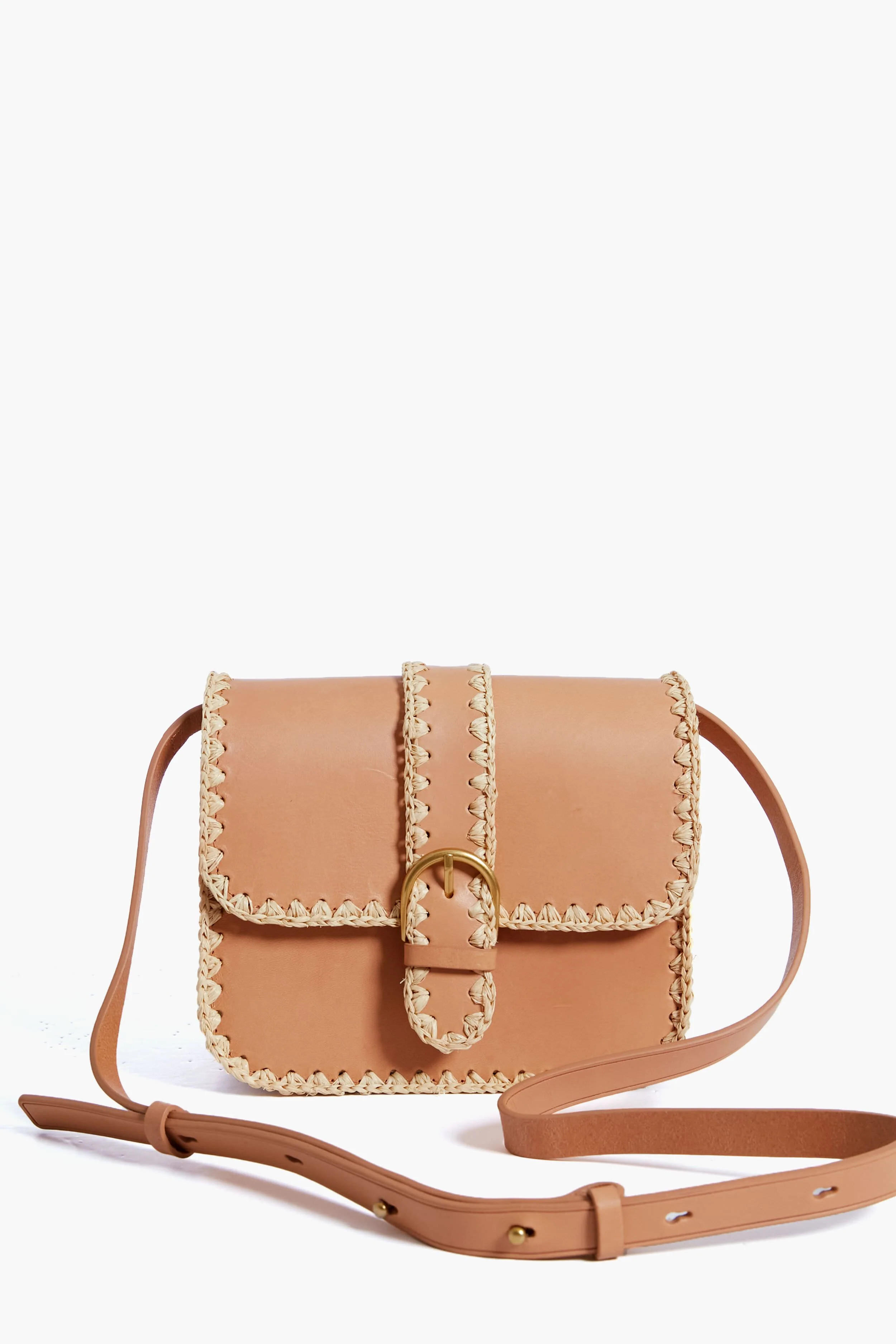 Honey Vachetta Lisel Raffia Trimmed Crossbody | Tuckernuck (US)