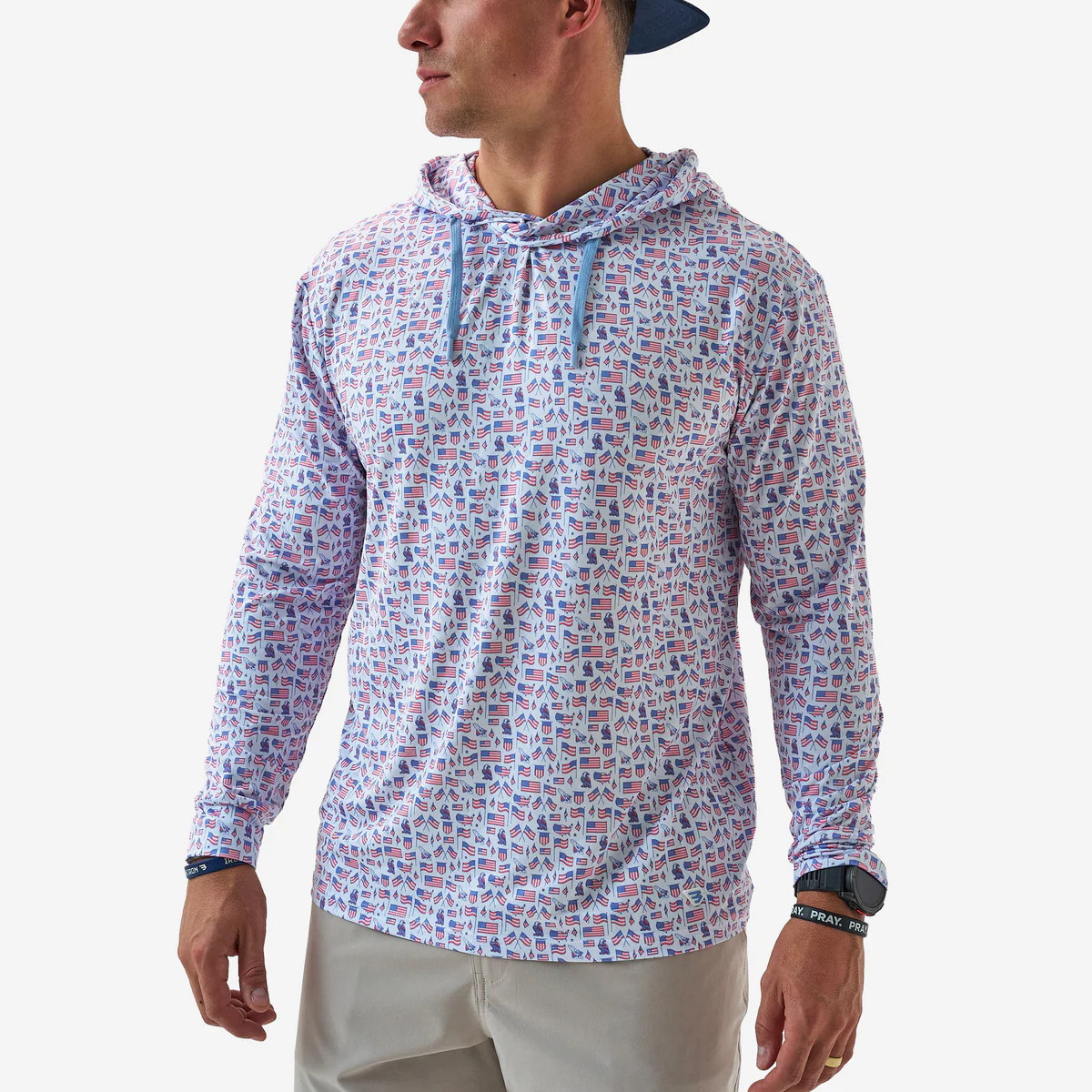 Performance Hoodie - Old Glory - White | BURLEBO