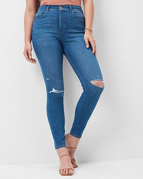 High Waisted Ripped Supersoft Skinny Jeans | Express