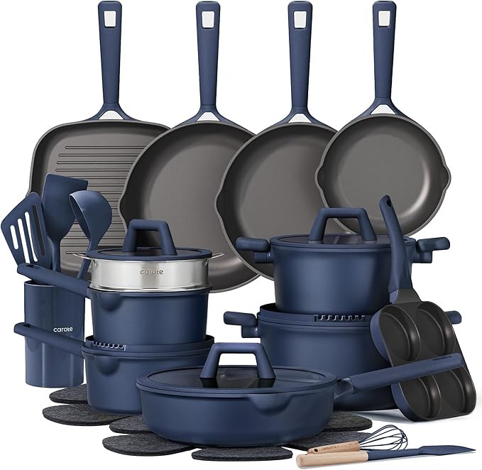 CAROTE 31PCS Pots and Pans Set, Nonstick Cookware Set Kitchen Non Stick Induction Titanium Cookwa... | Amazon (US)