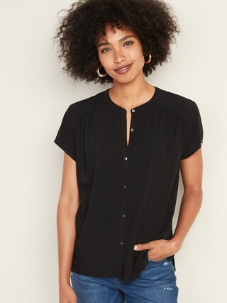 Soft-Washed Button-Front Twill Blouse for Women | Old Navy (US)